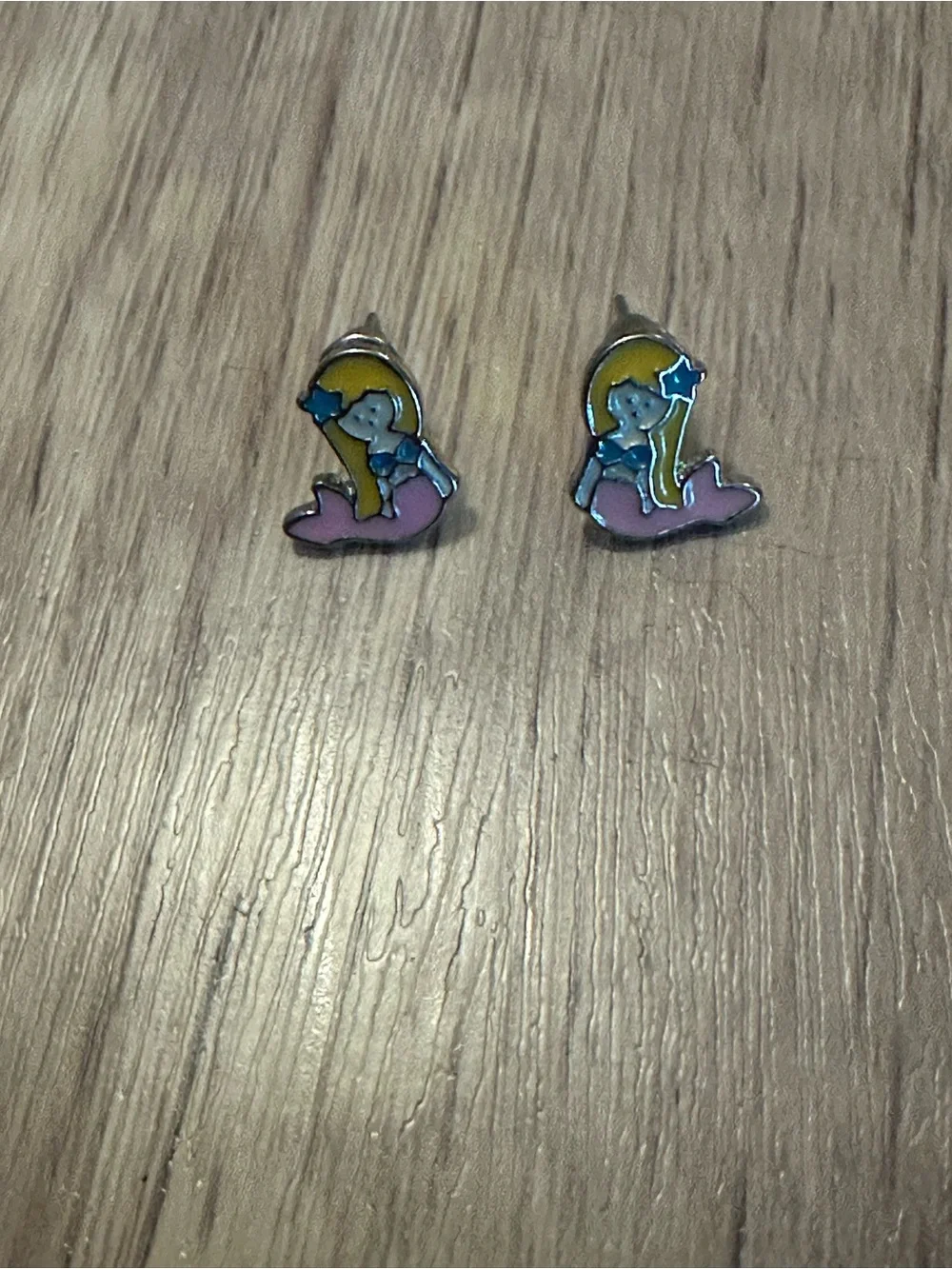 Kids Mermaid Stud Earrings - Pink & Yellow
